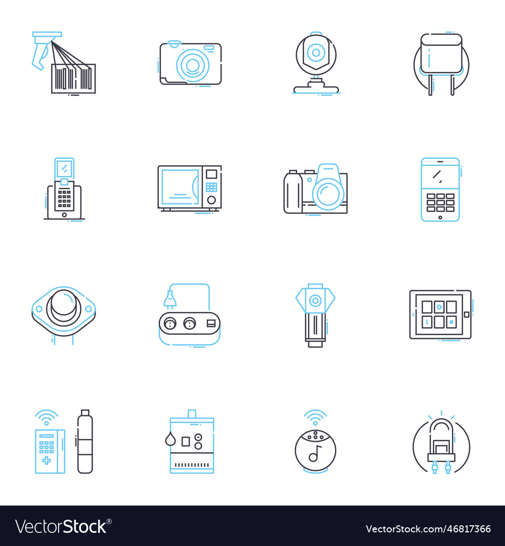 Electronic integration linear icons set