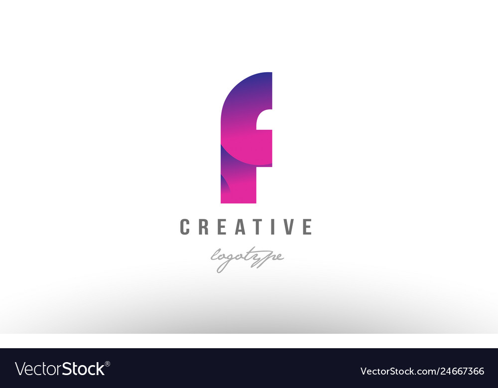 F pink gradient alphabet letter logo icon design Vector Image