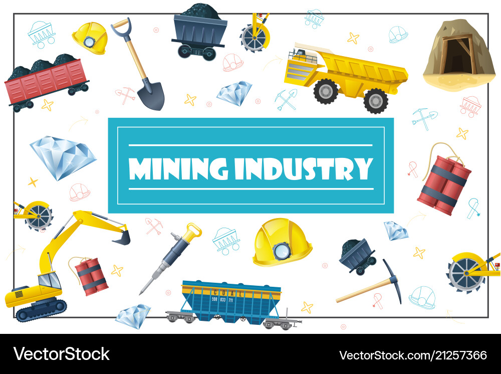 Flat coal production elements concept Royalty Free Vector