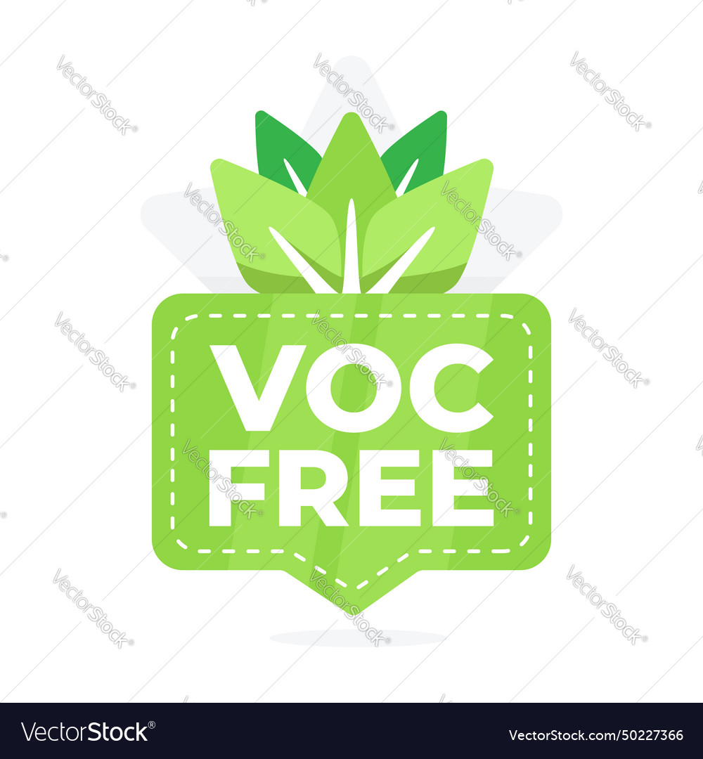 Green label with a leaf motif for voc free Vector Image