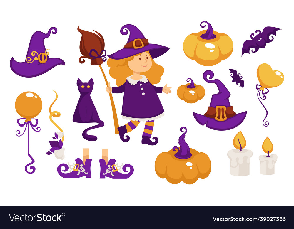 Halloween party costume of little girl Royalty Free Vector