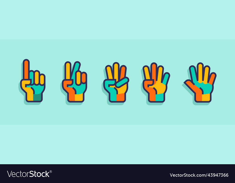 Hand gesture count 1 2 3 4 and 5 icon Royalty Free Vector