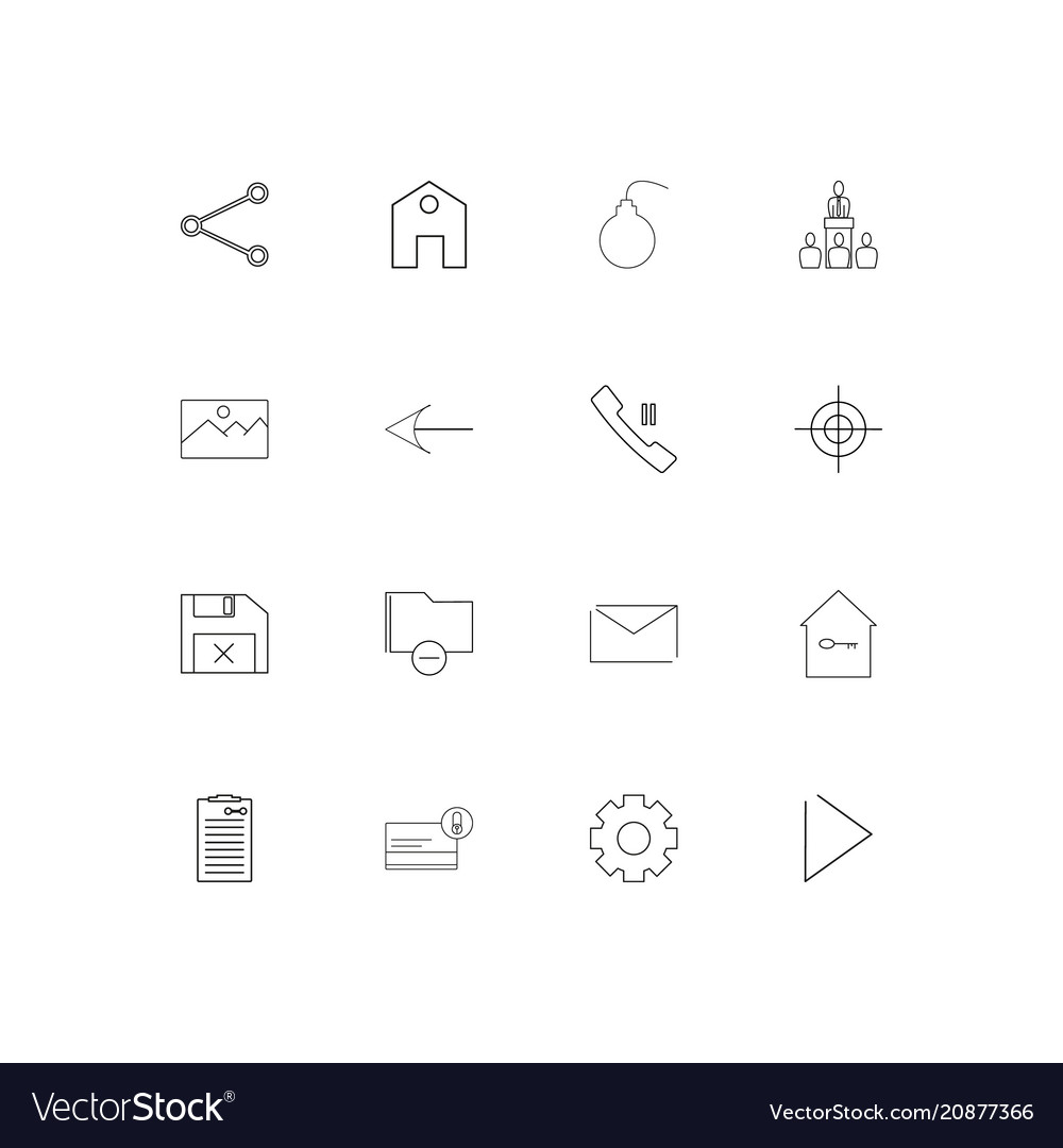 Interface linear thin icons set outlined simple