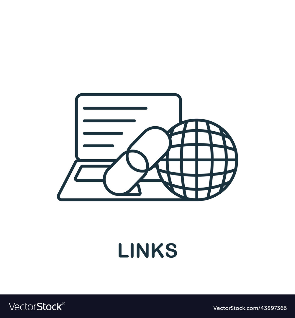 Links icon monochrome simple web design vector image Links icon monochrome simple web design