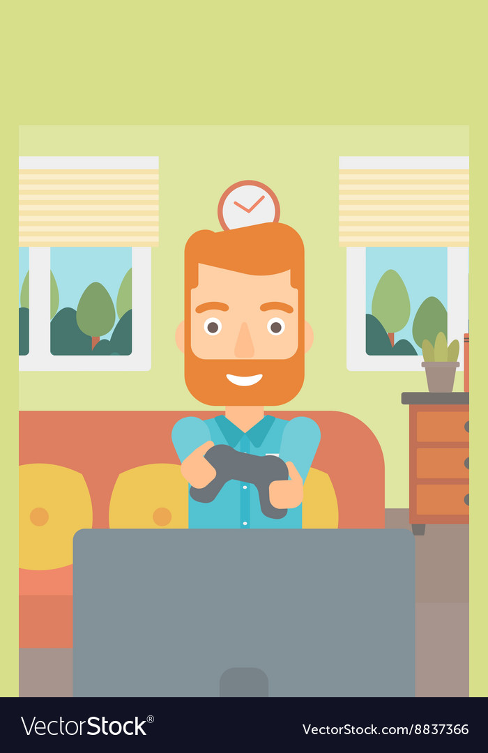 Man playing video game