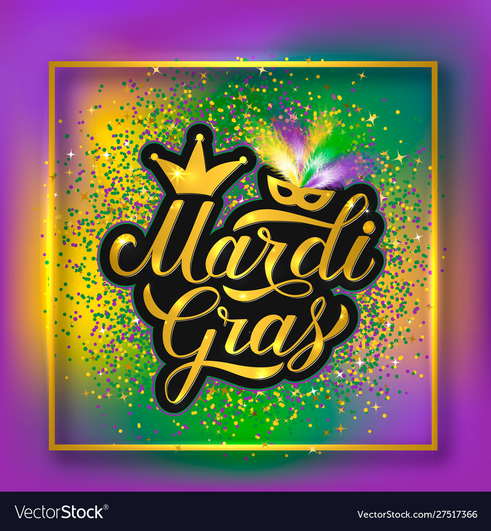 Mardi gras Kalligraphie Handschrift mit glänzend vector image Mardi gras Kalligraphie Handschrift mit glänzend