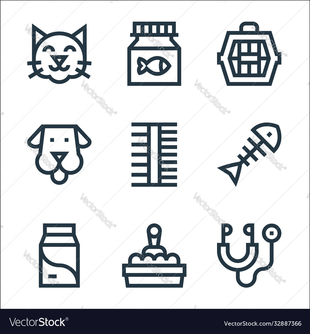 Pet shop line icons linear set quality