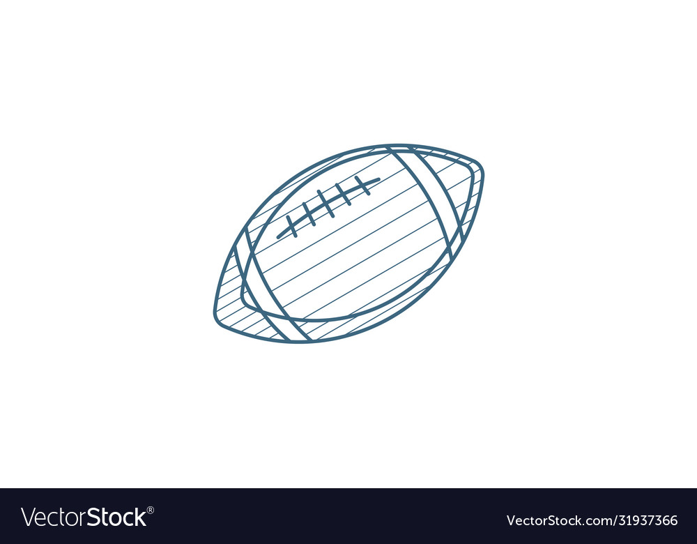 Regby Ball Isometric Icon 3d Line Art Technical Vector Image