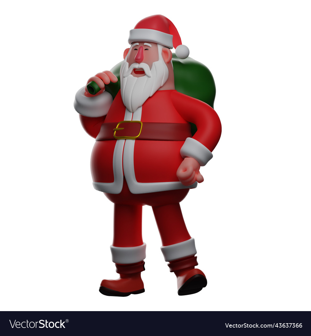 Santa 3d cartoon ringing a bell