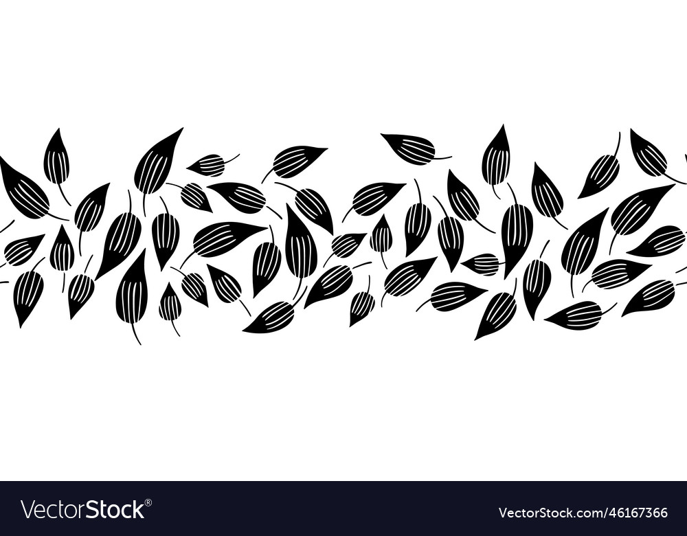 Seamless border pattern with leaves