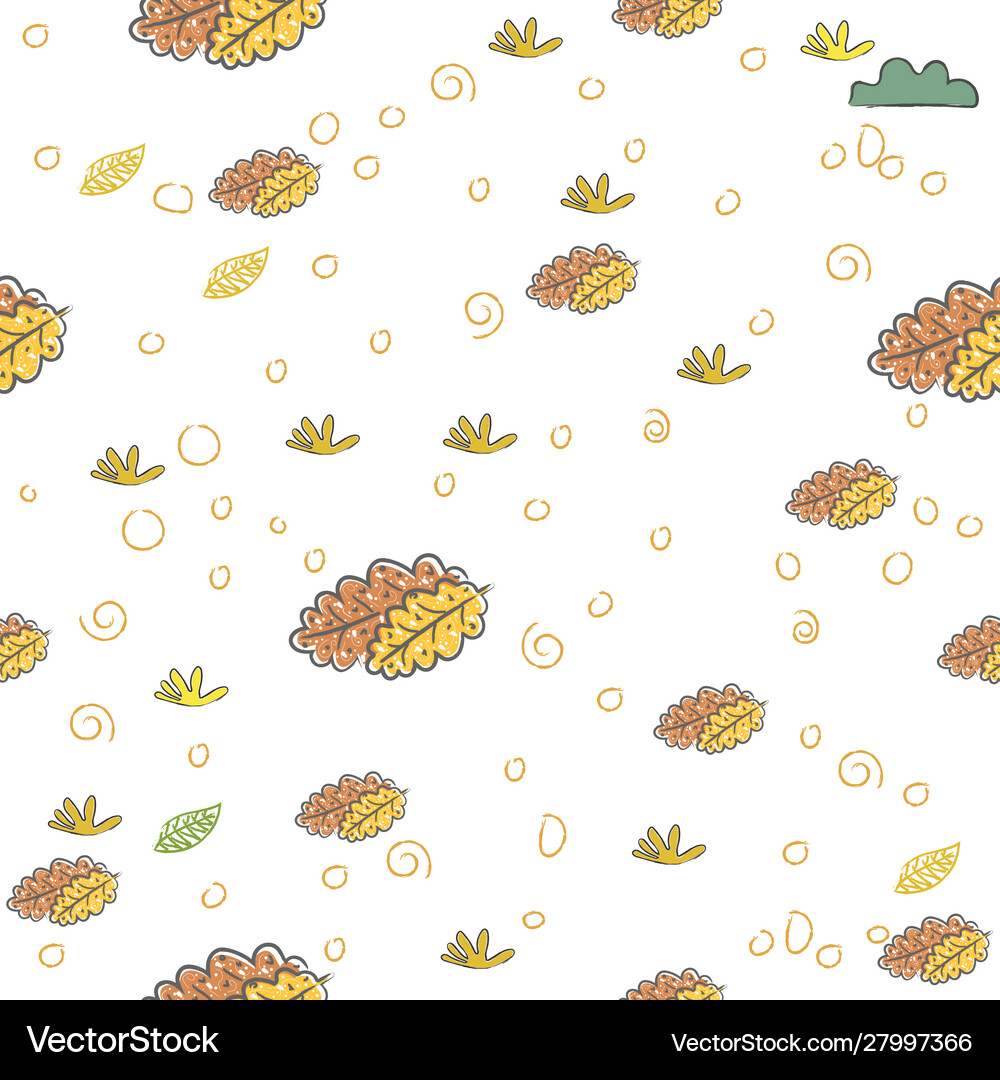 Seamless pattern with hand drawn leaves Royalty Free Vector