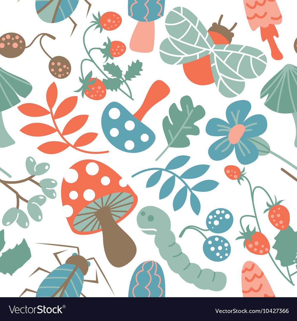 Seamless pattern with mushroom