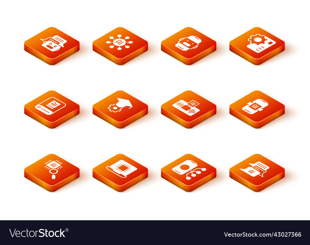 Set processor cpu artificial intelligence ai vector image Set processor cpu artificial intelligence ai