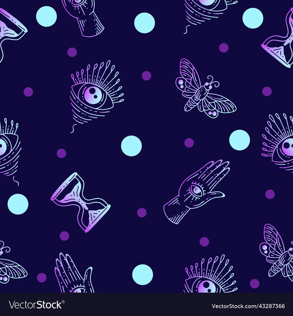 Set seamless pattern mystical celestial simple vector image Set seamless pattern mystical celestial simple