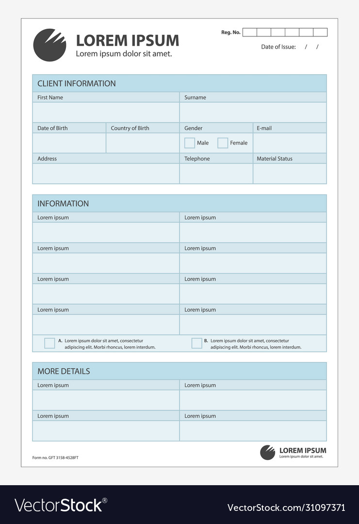 A clean form for customer information concept Vector Image