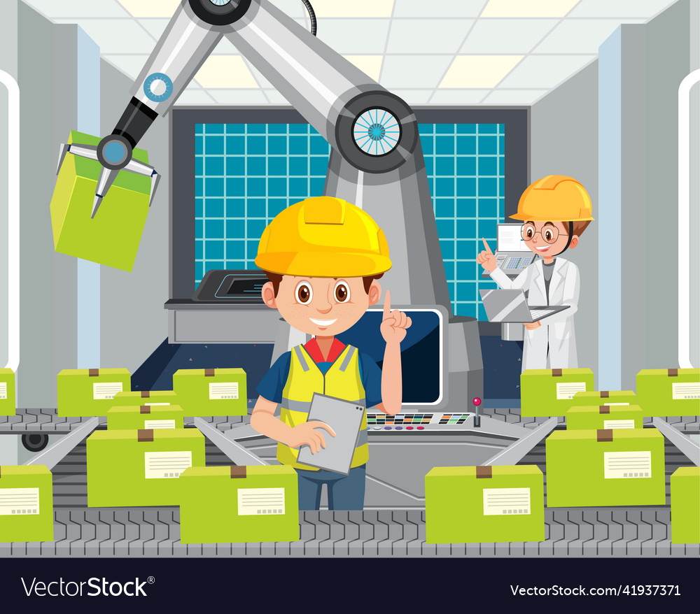 Automation industry concept with assembly line