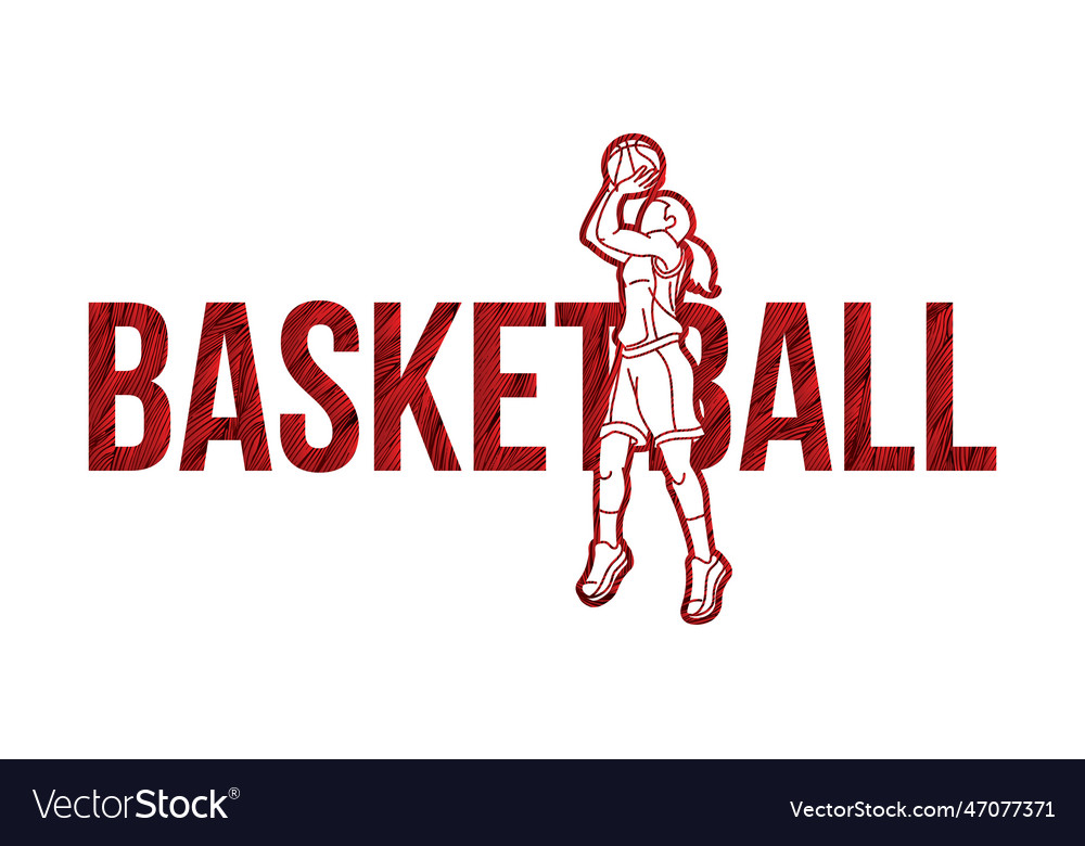 Basketball font text design with female player Vector Image