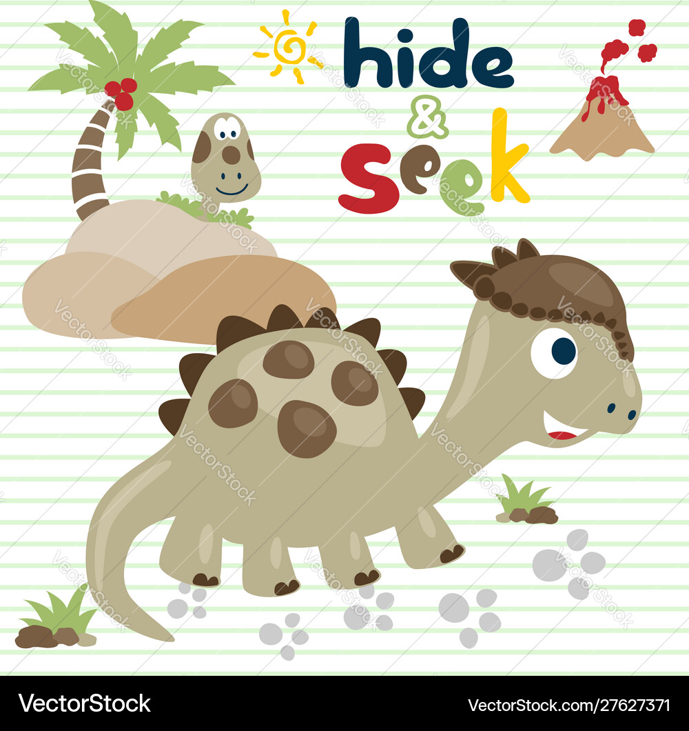 Cartoon Dinosaurs Playing Hide And Seek Royalty Free Vector