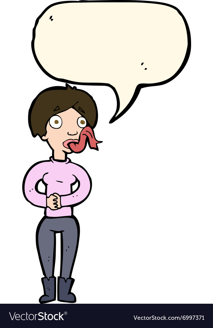 Cartoon woman with snake tongue speech bubble