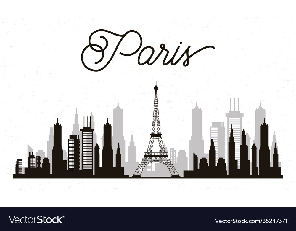 Cityscape paris skyline scene icon