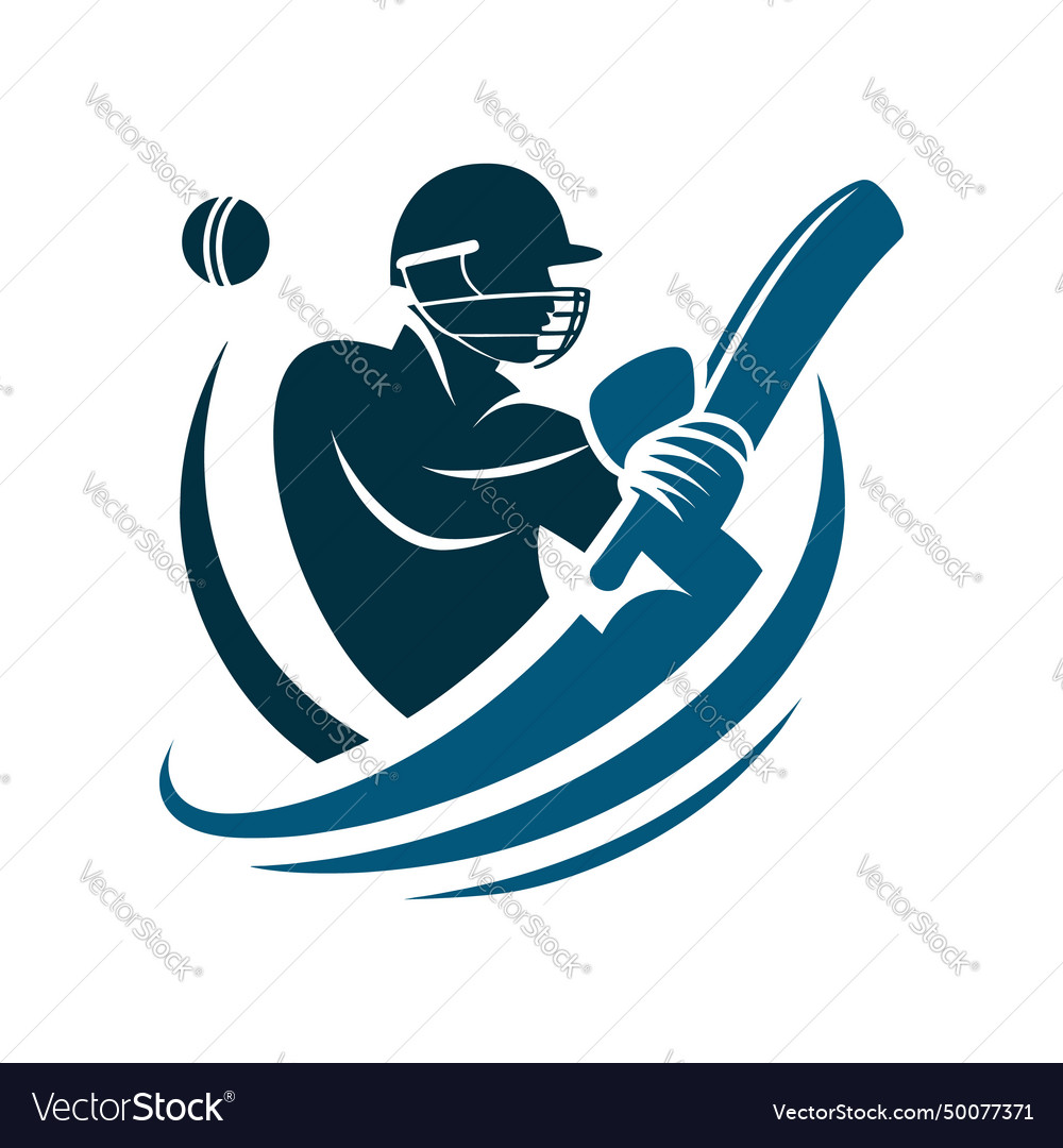 Cricket player logo playing short concept