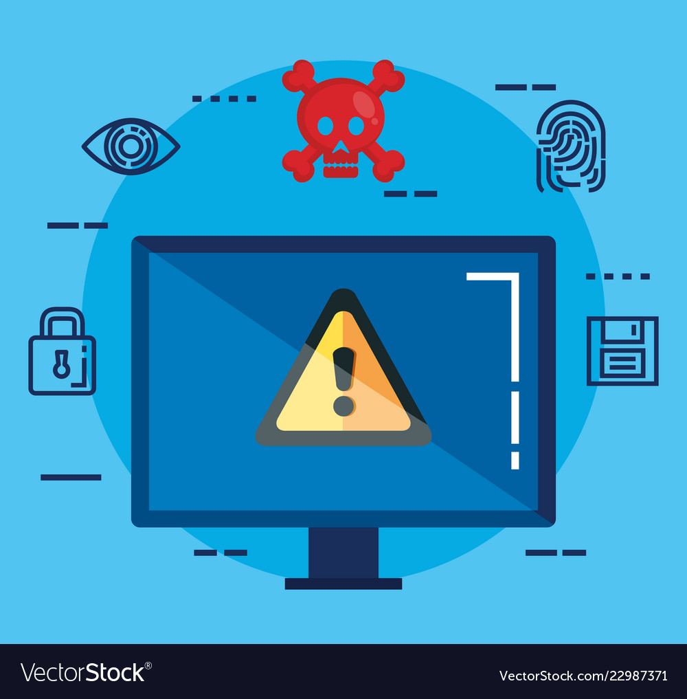 Data center security with desktop vector image Data center security with desktop