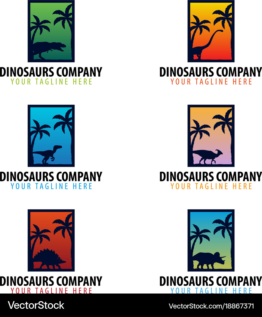 Dinosaurs company logo or emblem Royalty Free Vector Image