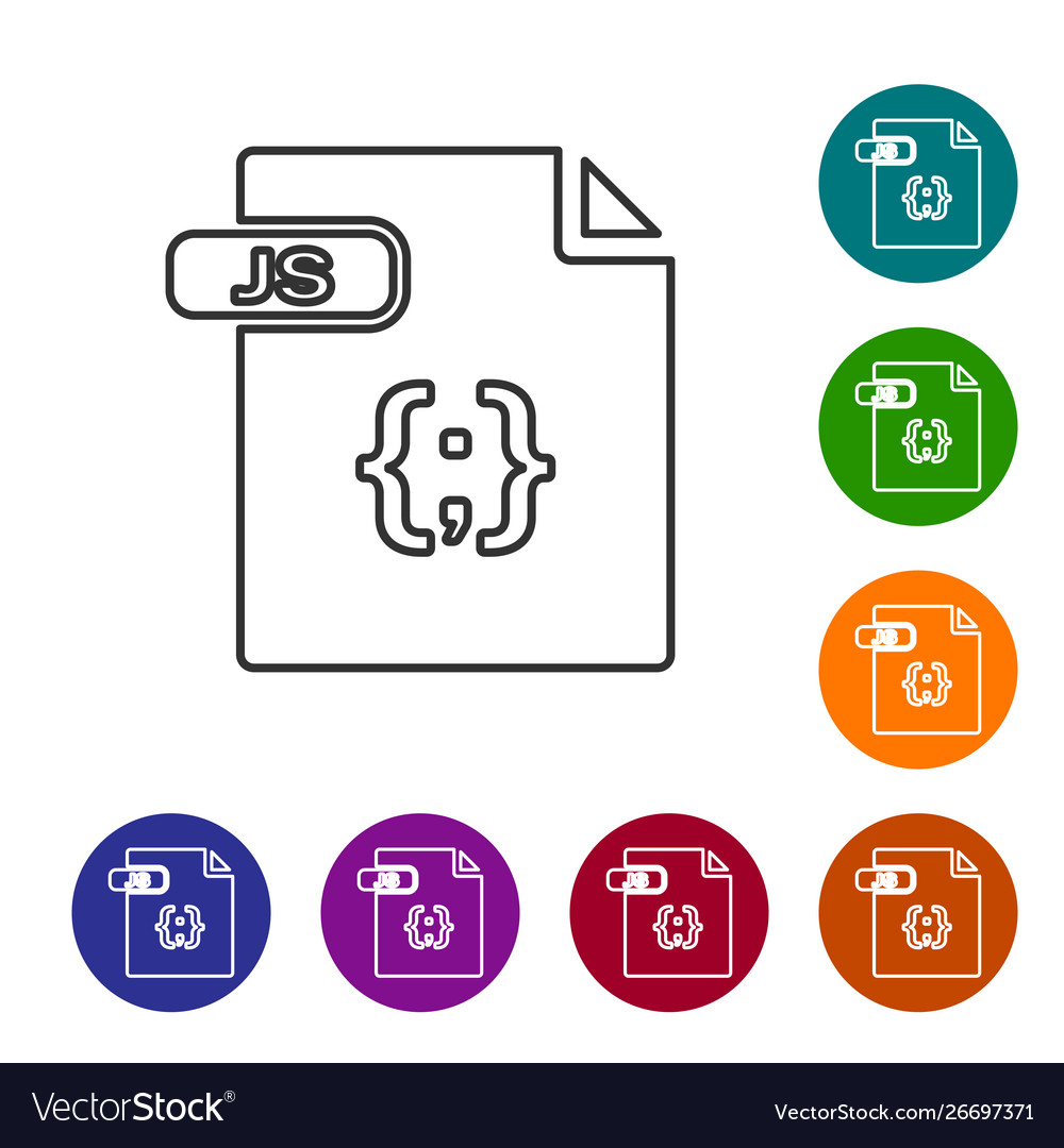 Grey line js file document download button vector image Grey line js file document download button