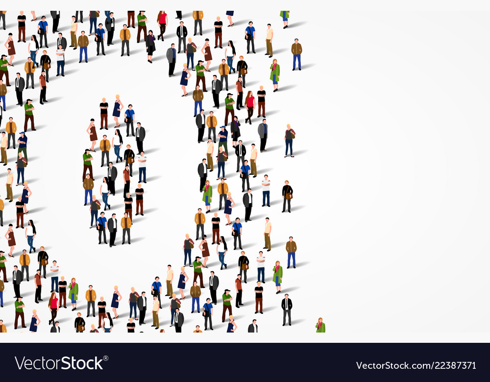 Large Group Of People In Number 0 Zero Form Vector Image