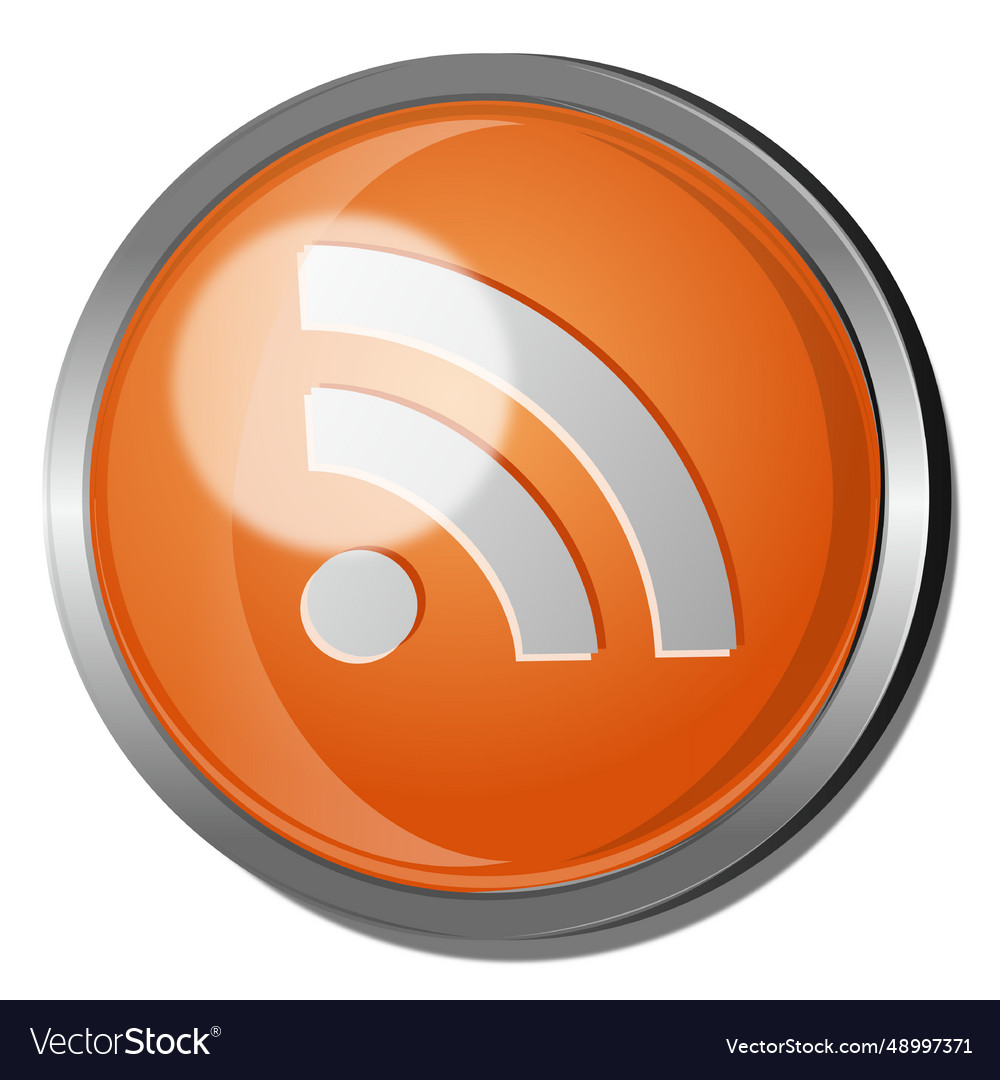 Rss round metal button Vector Image Rss round metal button