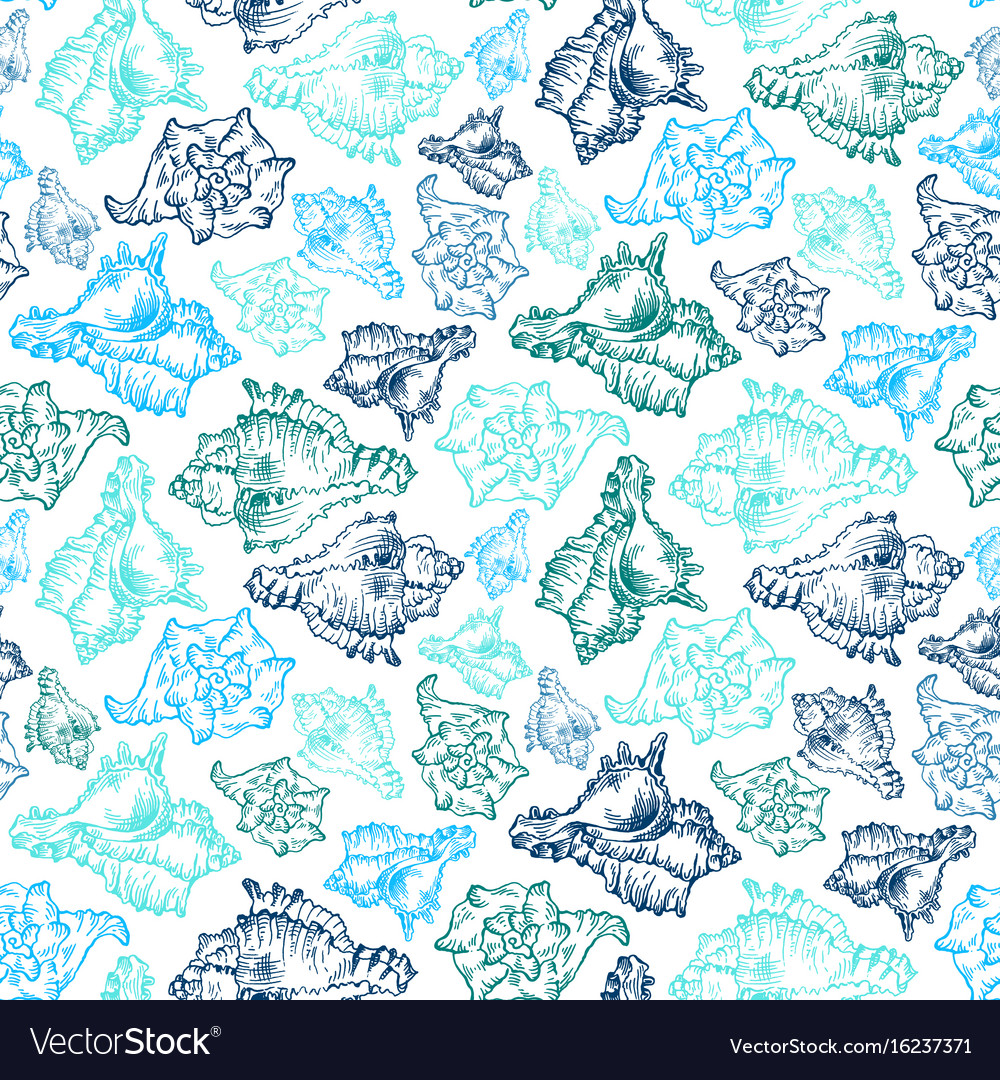 Seamless sketch seashell template background