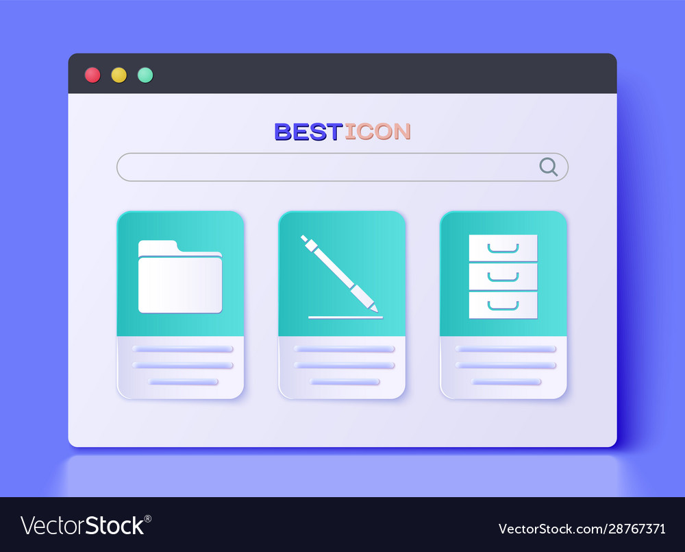 Set pen line document folder and drawer vector image Set pen line document folder and drawer
