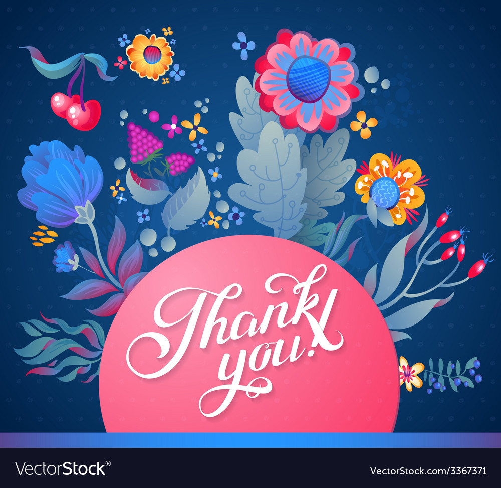 Thank you card in bright colors Royalty Free Vector Image