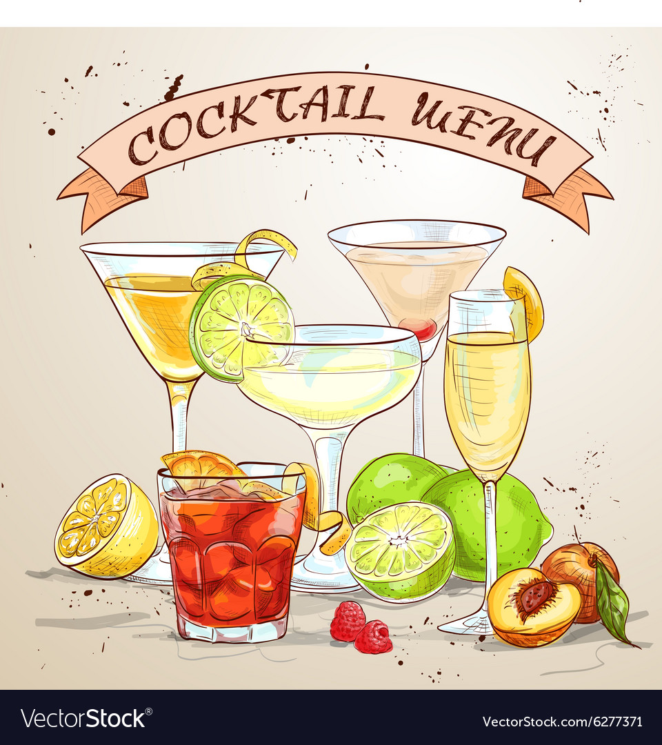 The Unforgettables Cocktail menu Royalty Free Vector Image