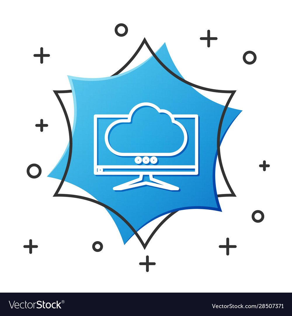 White line computer monitor screen icon isolated vector image White line computer monitor screen icon isolated