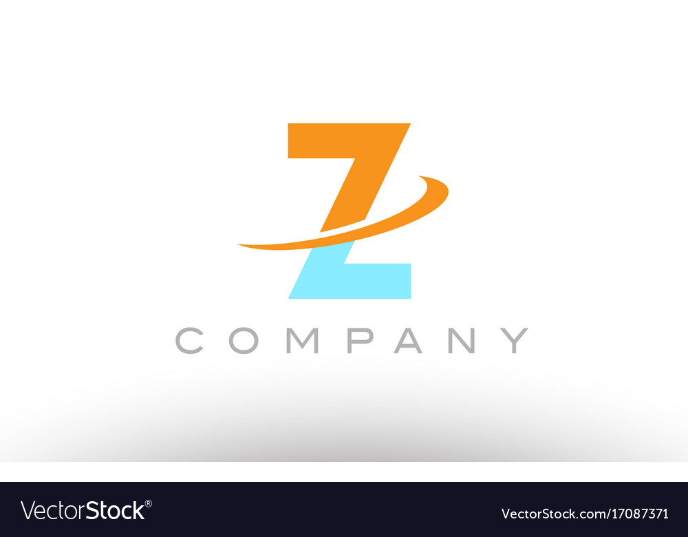 Z orange blue logo icon alphabet design Royalty Free Vector