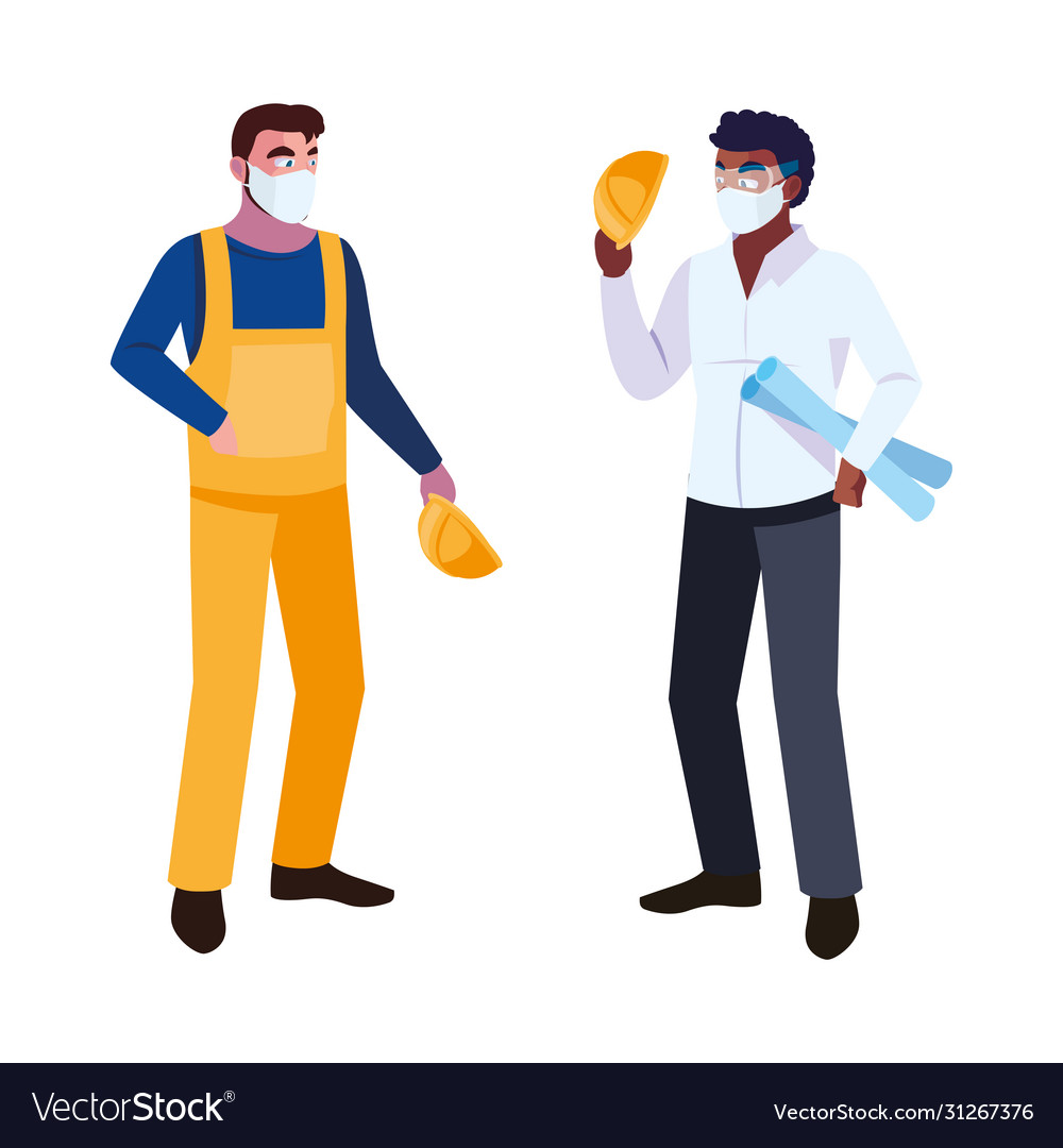 Architect and operator with mask Vector Image Architect and operator with mask