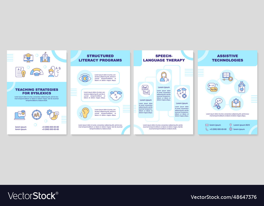 Brochure with teaching strategies for dyslexics Vector Image