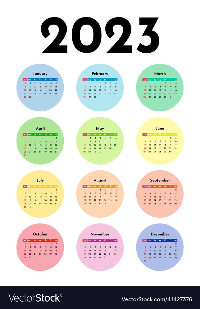 Calendar for 2023 isolated on a white background Vector Image