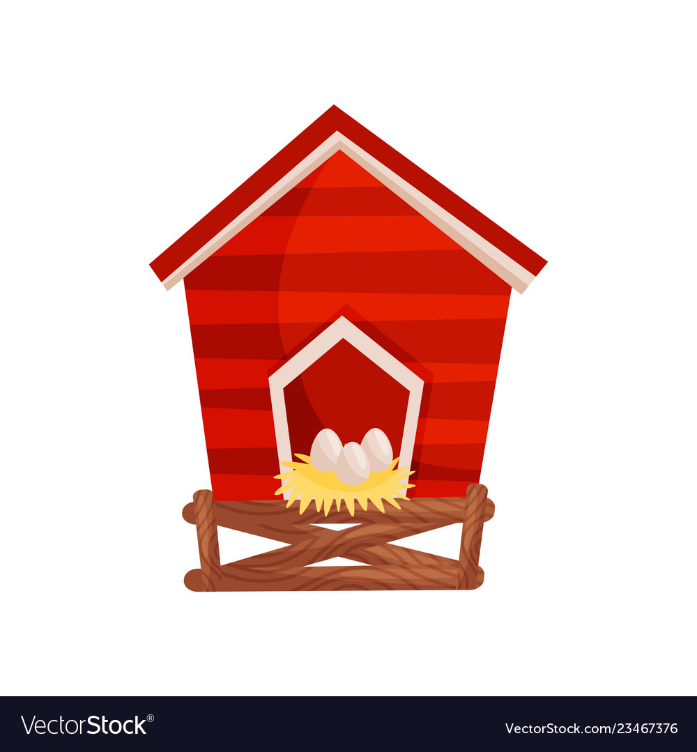 Cartoon Icon Bright Red Chicken Coop Royalty Free Vector