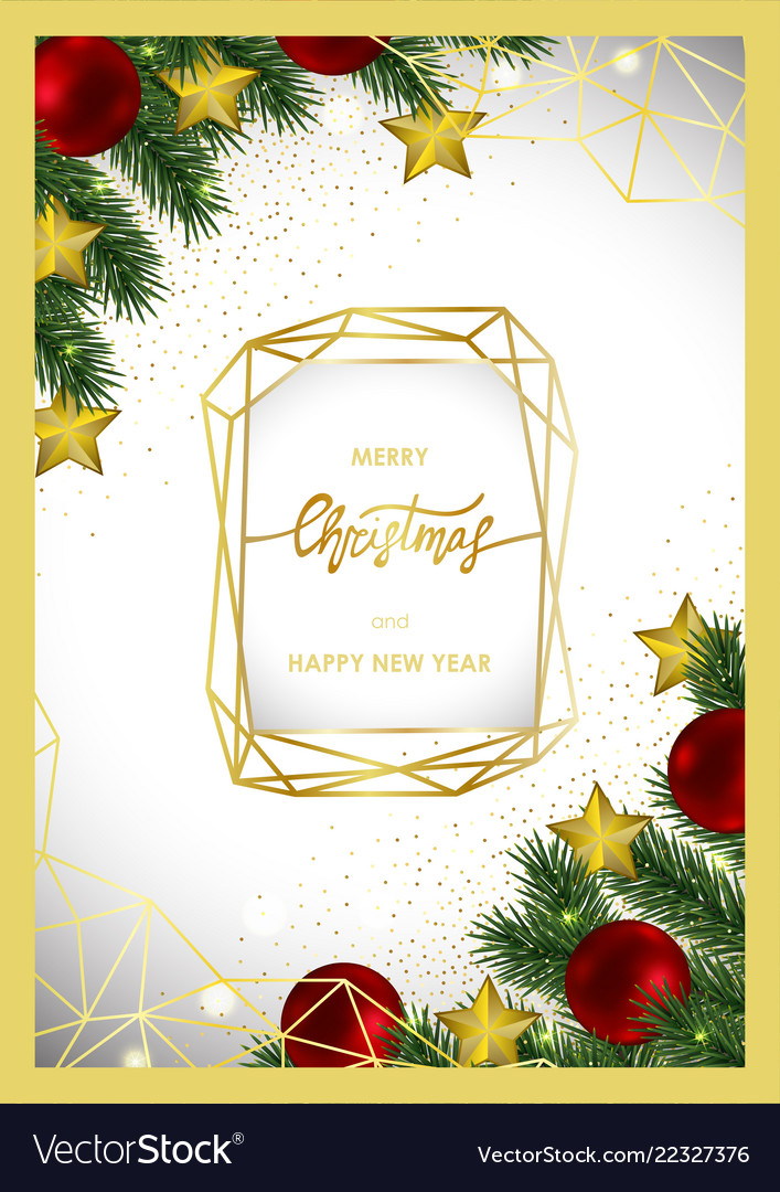 Christmas and new year card with gold geometric