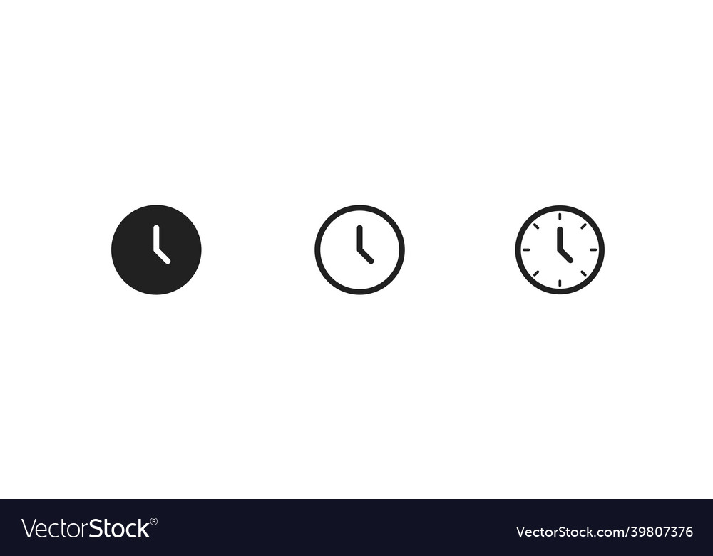 Clock simple isolated line icon set time concept vector image Clock simple isolated line icon set time concept