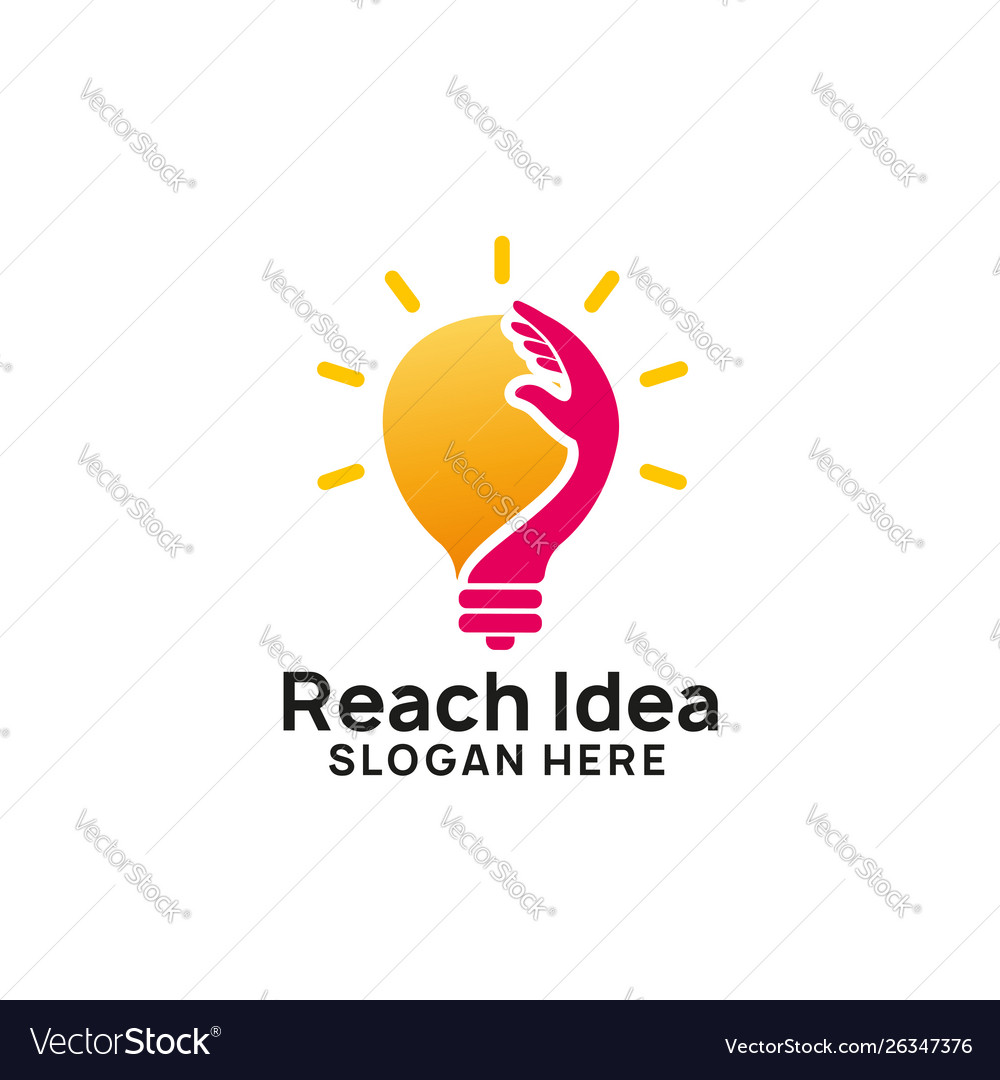 Creative reach idea logo design template bulb vector image Creative reach idea logo design template bulb