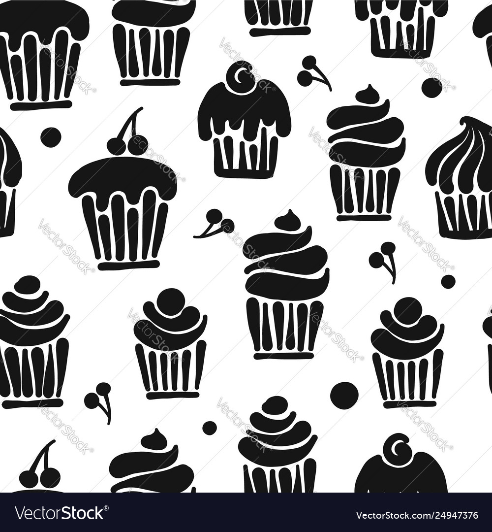 Cupcakes collection seamless pattern for your