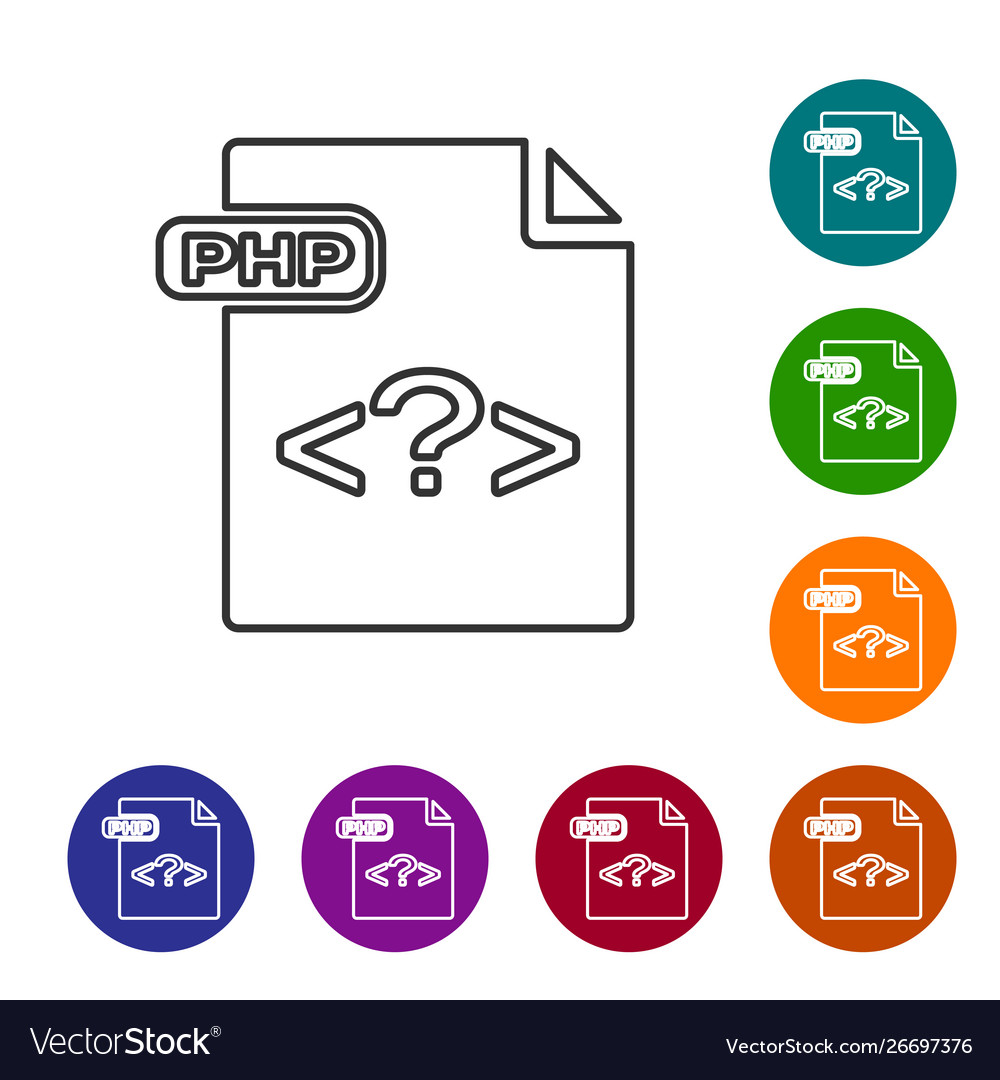 Grey line php file document download button vector image Grey line php file document download button