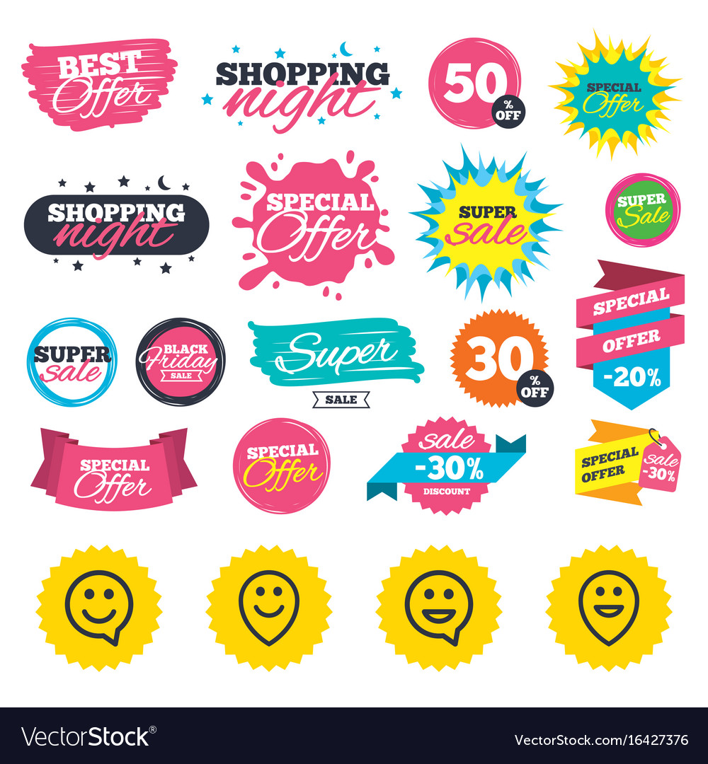 Happy face speech bubble icons pointer symbol
