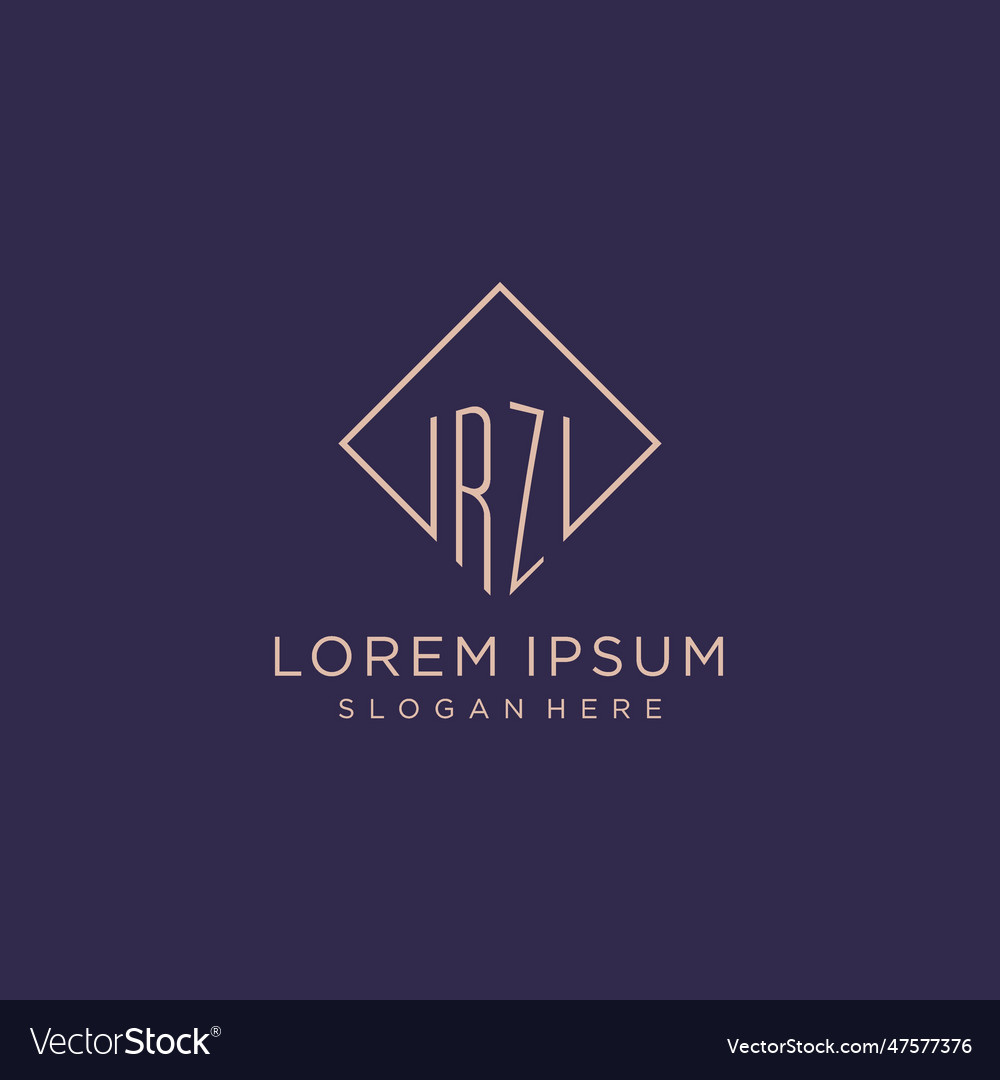 Initials rz logo monogram with rectangle style