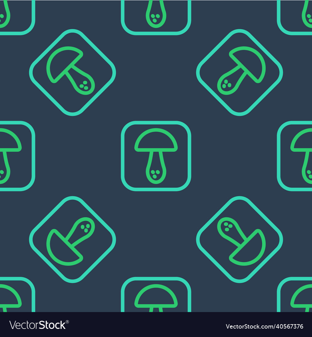 Line mushroom icon isolated seamless pattern vector image Line mushroom icon isolated seamless pattern