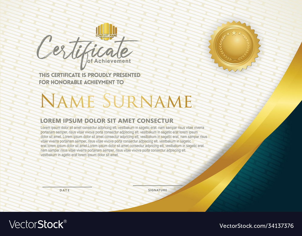 Luxury horizontal certificate template Royalty Free Vector