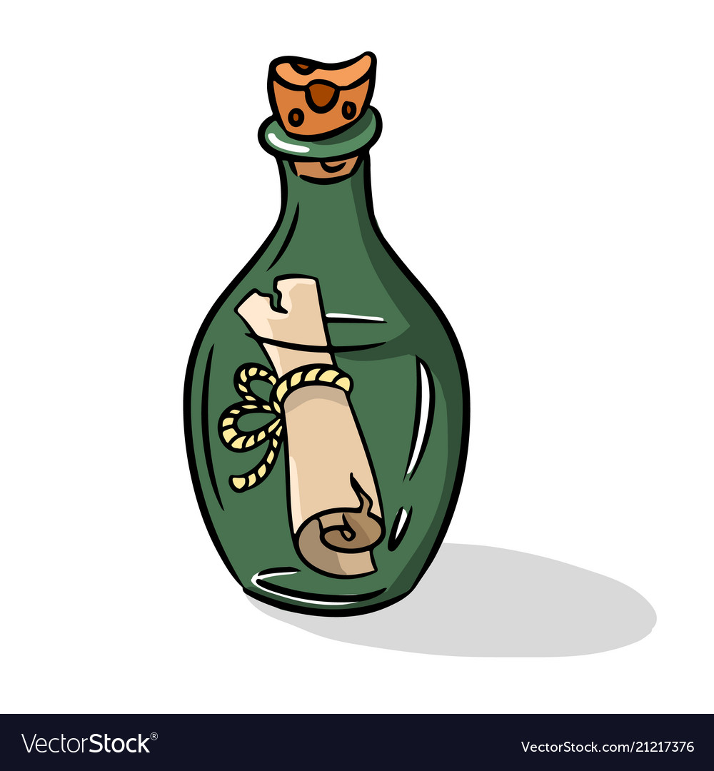 Message in the bottle icon cartoon style